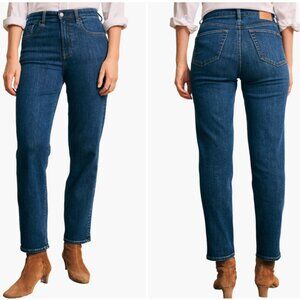 Faherty Organic Cotton Slim Straight Jeans, Dark Blue Denim, Size 27